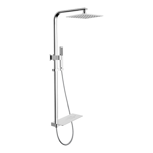Colonna doccia di design piatto in ottone con ripiano di lusso
